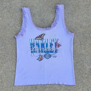 Vintage 90s Harley Davidson 3D Emblem Lace Tank